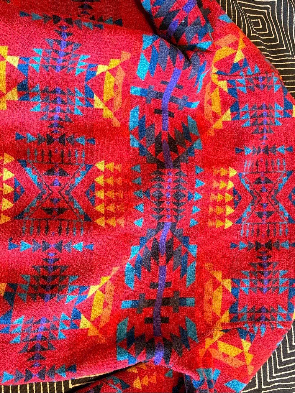 Red Aztec Print wool Jacket - Picture 2 of 4